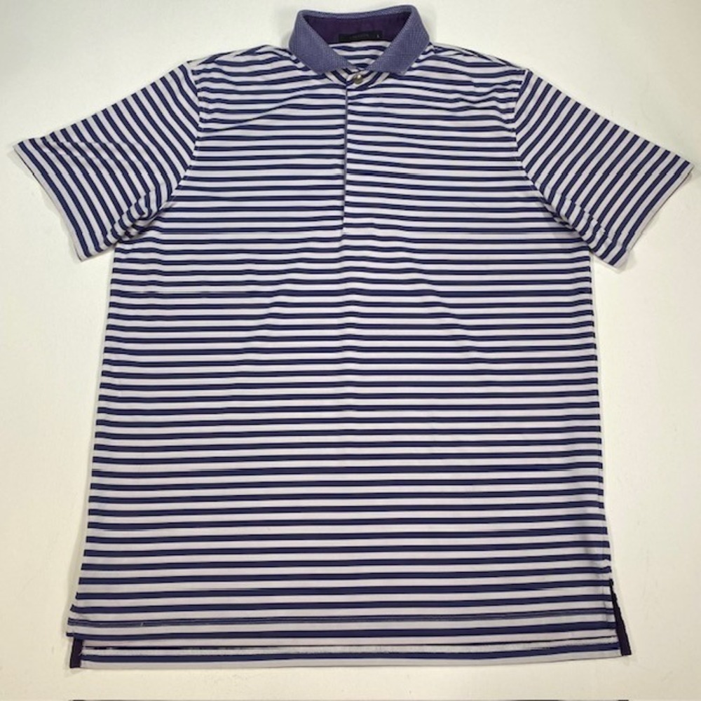 GREYSON Men's Purple White‎ Striped Polo Shirt Golf Casual Size L